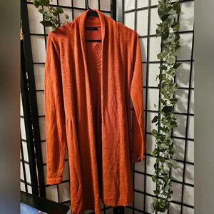 Burnt orange open cardigan sweater‎